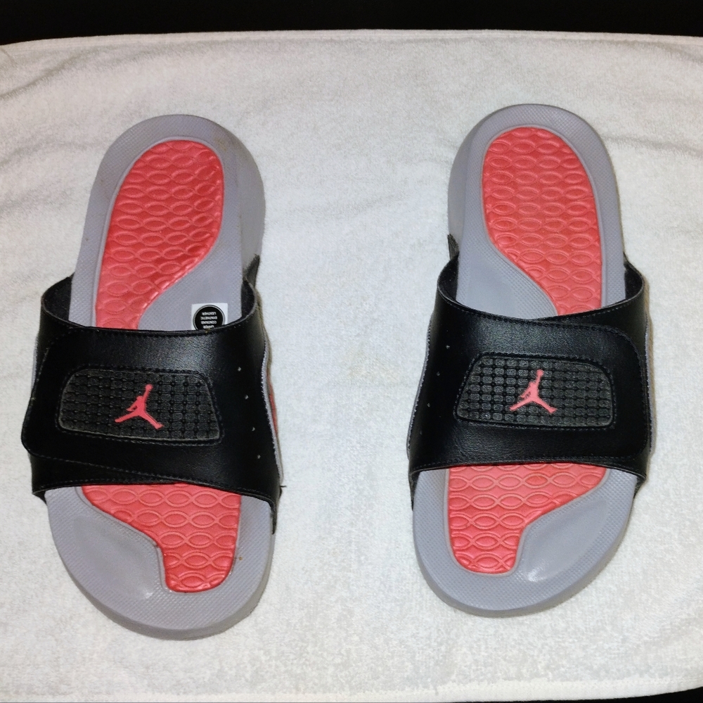 Jordan Kids Black and Red Slide Sandals